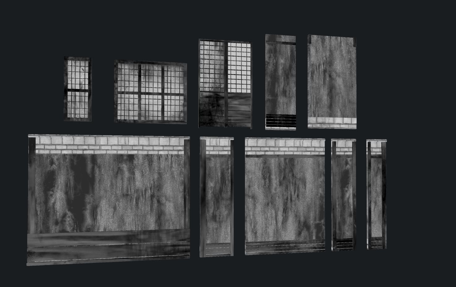 Modular wall Collection0001-B  Low-poly 3D model_13