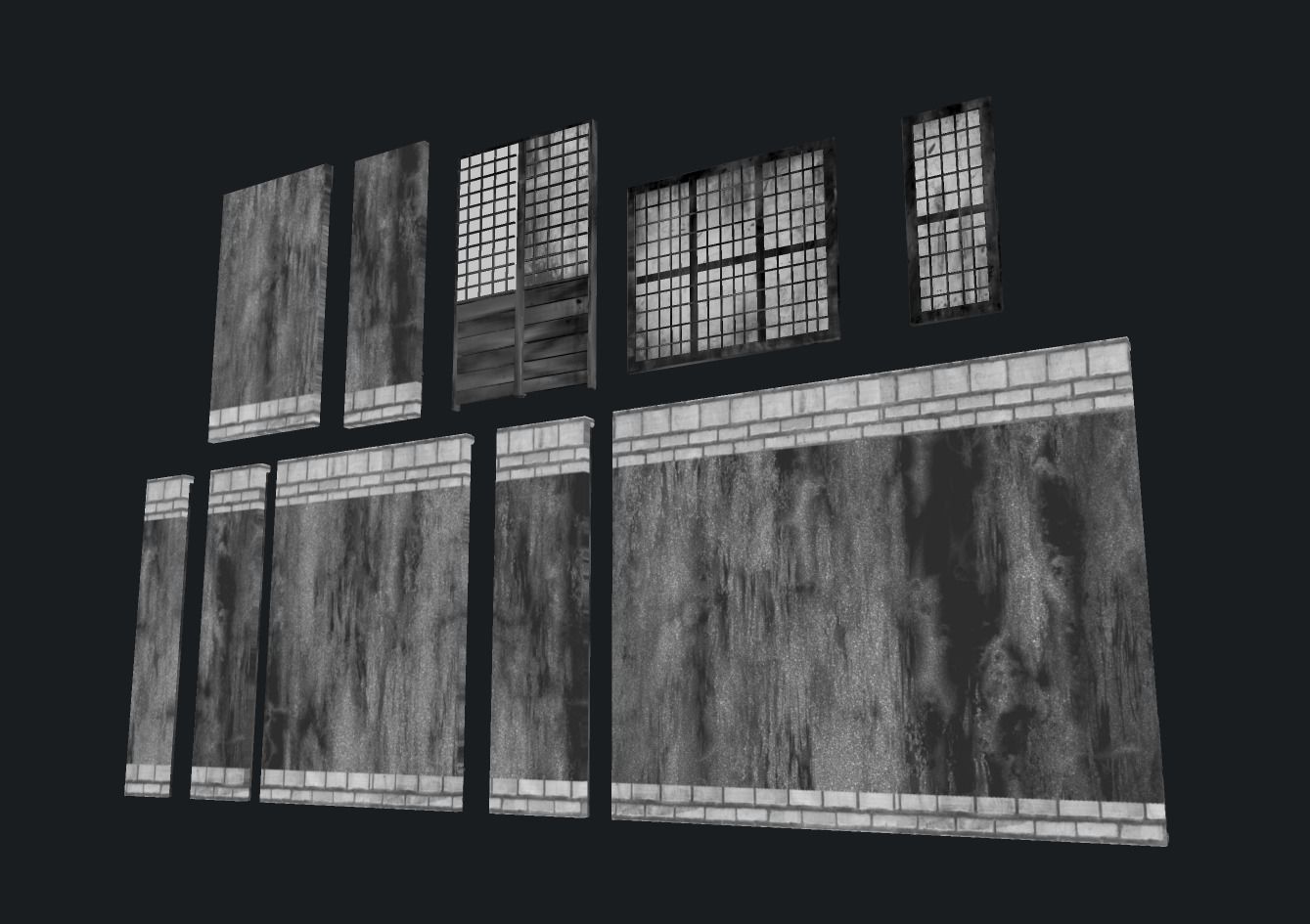 Modular wall Collection0001-B  Low-poly 3D model_16