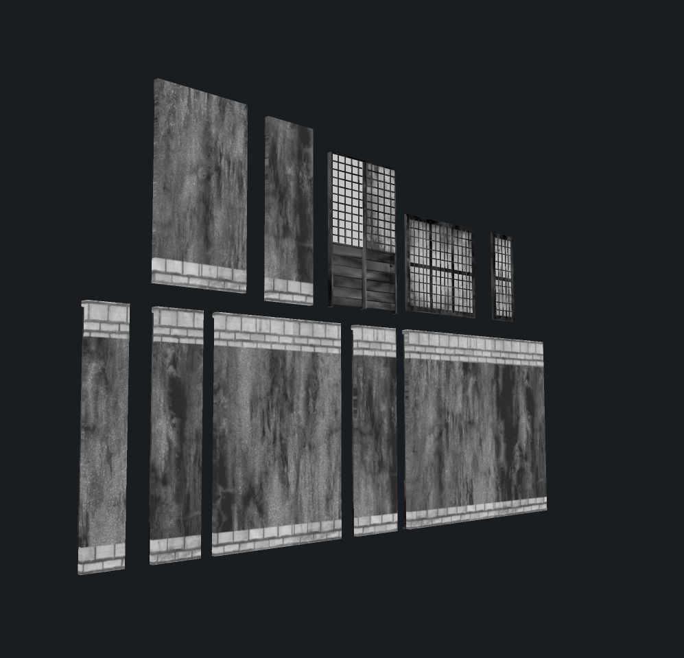 Modular wall Collection0001-B  Low-poly 3D model_15