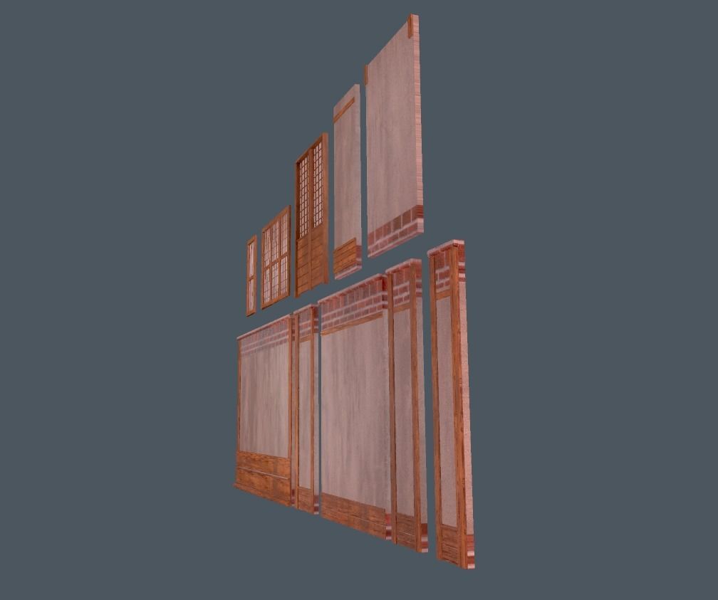 Modular wall Collection0001-B  Low-poly 3D model_3