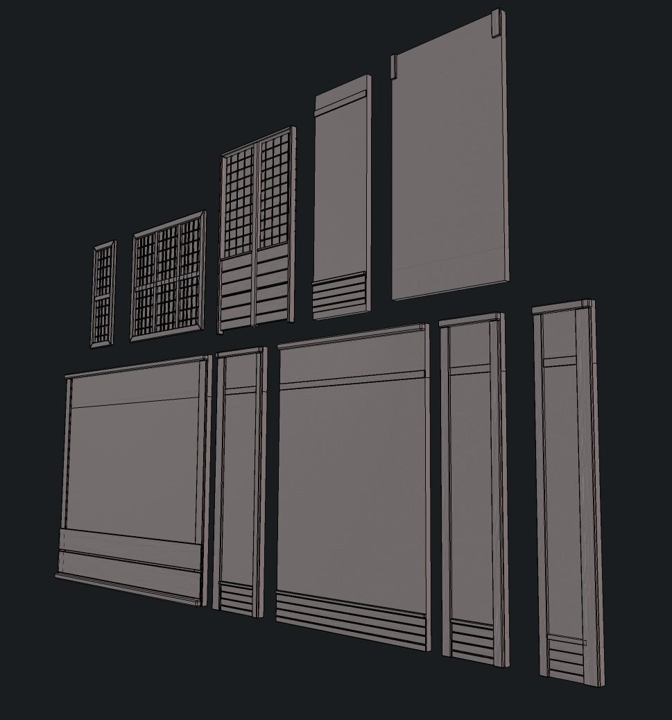 Modular wall Collection0001-B  Low-poly 3D model_8