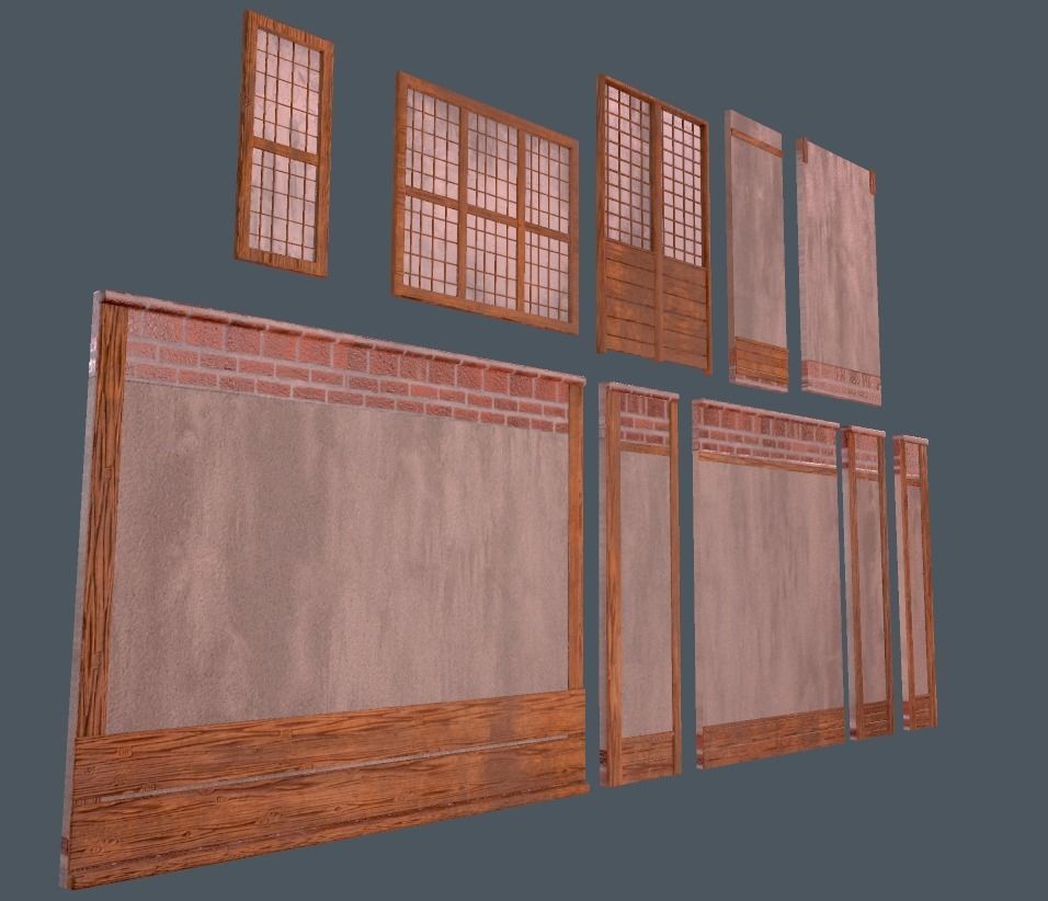 Modular wall Collection0001-B  Low-poly 3D model_5