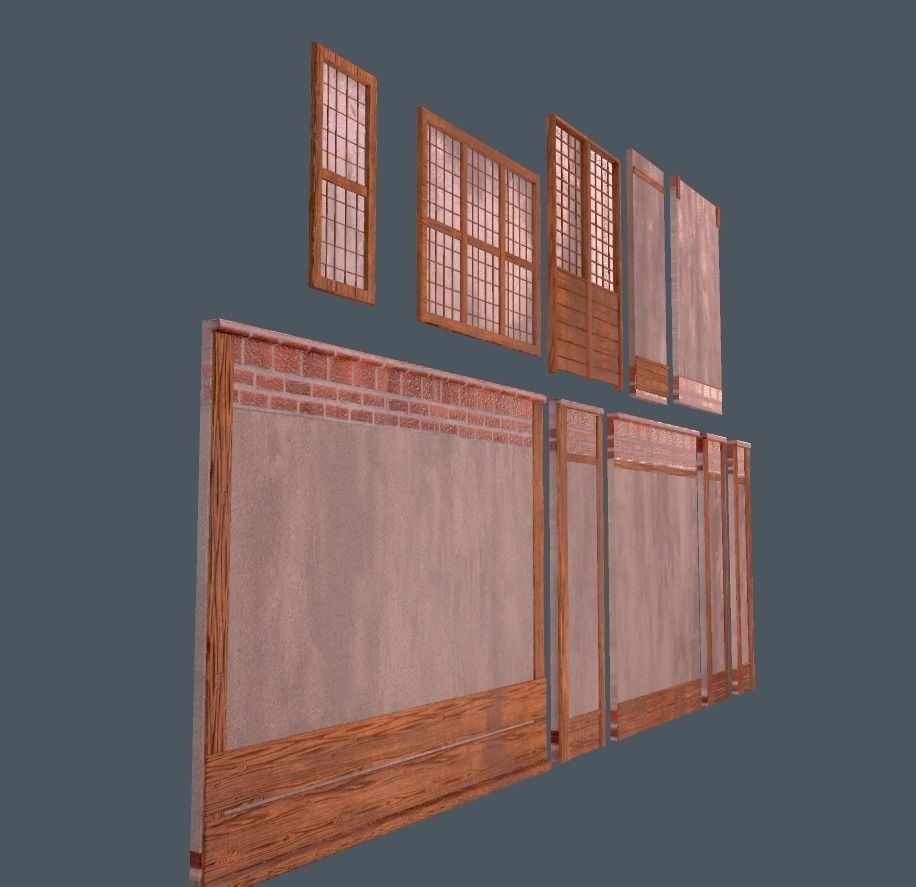 Modular wall Collection0001-B  Low-poly 3D model_4