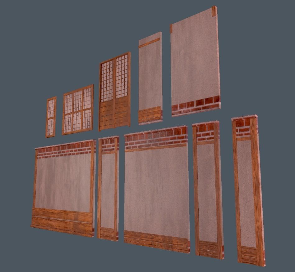 Modular wall Collection0001-B  Low-poly 3D model_2
