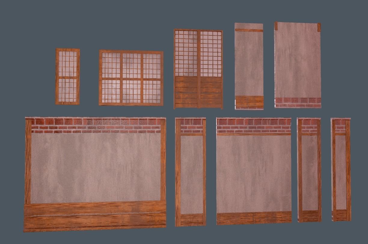Modular wall Collection0001-B  Low-poly 3D model_7