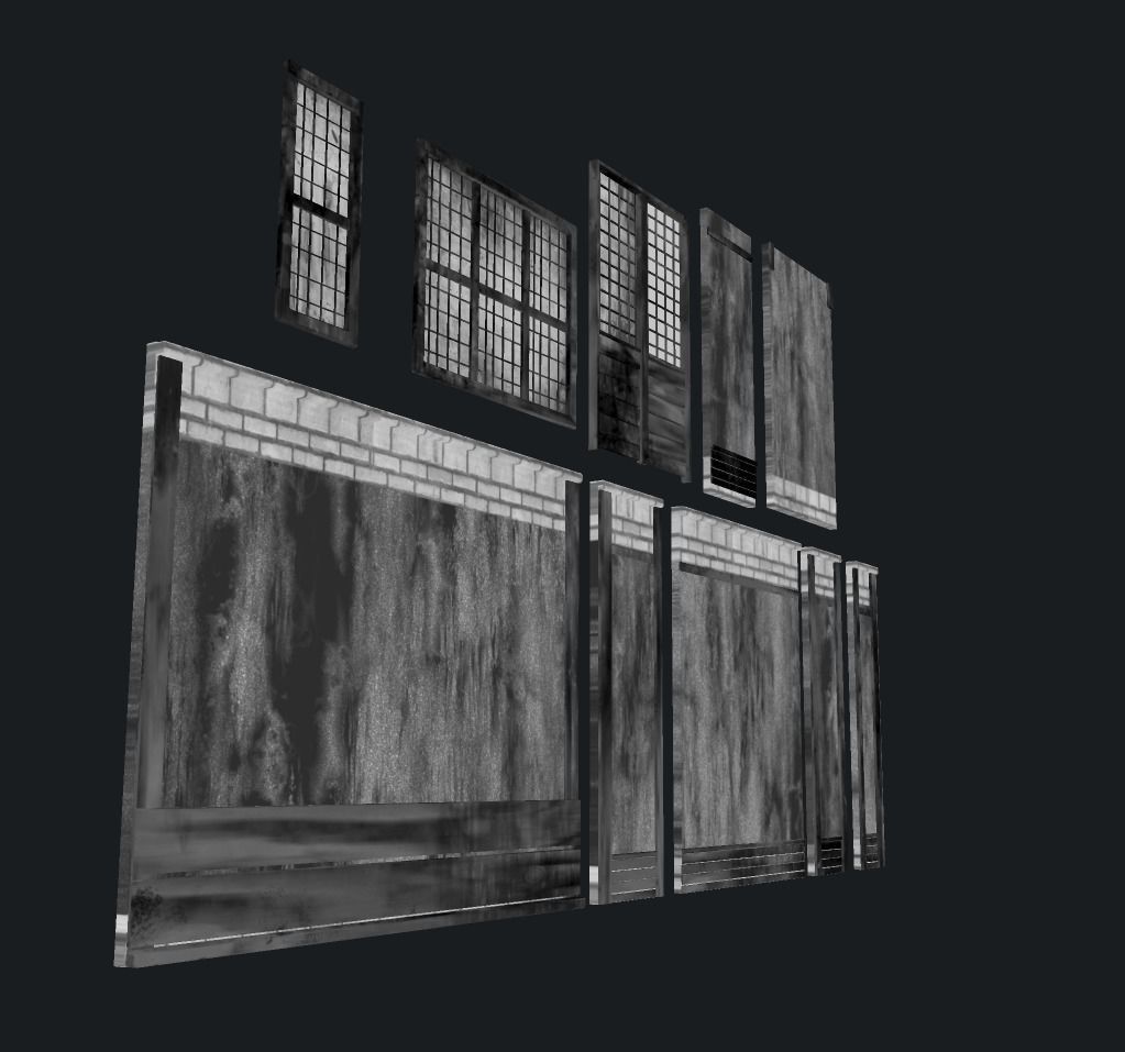 Modular wall Collection0001-B  Low-poly 3D model_17