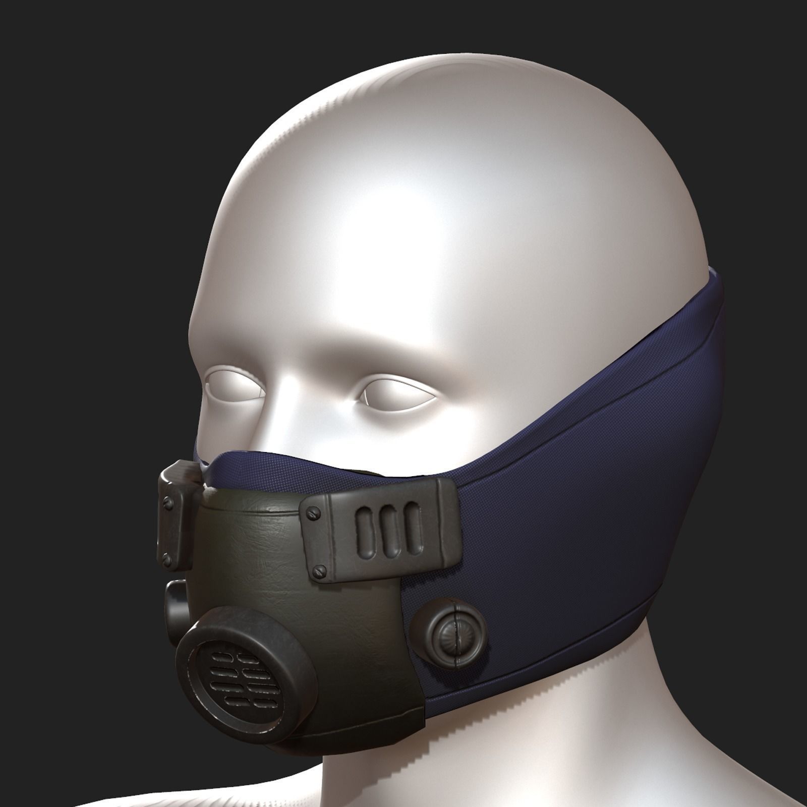 Gas mask respirator scifi futuristic helmet Low-poly 3D model_5