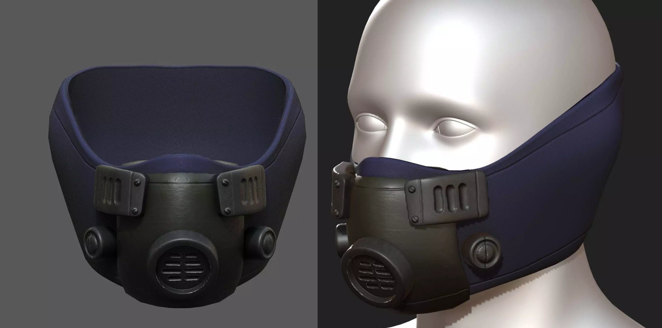 Gas mask respirator scifi futuristic helmet Low-poly 3D model_0