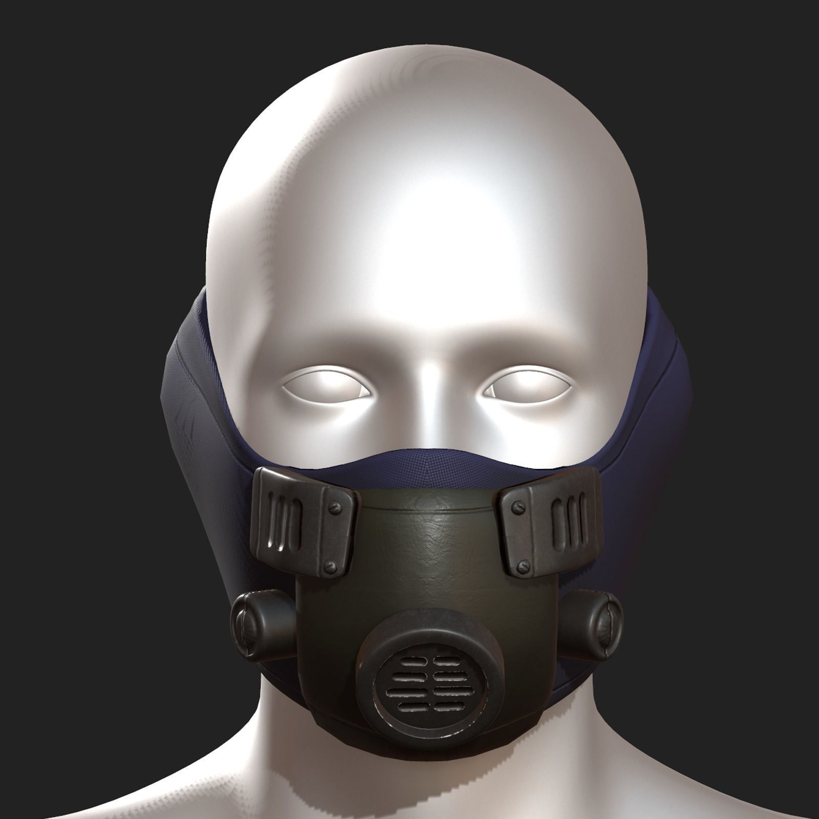 Gas mask respirator scifi futuristic helmet Low-poly 3D model_6