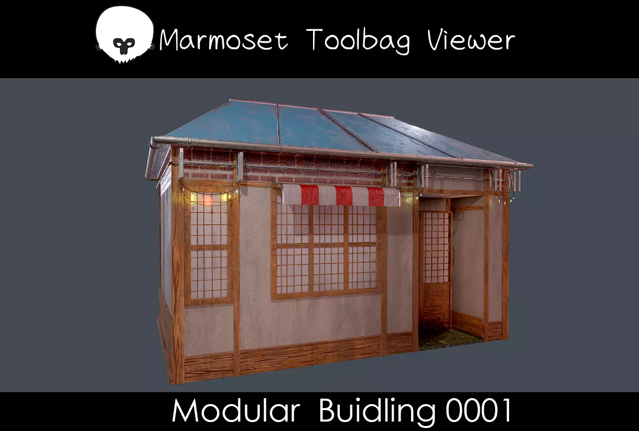 Modular building 0001 Low-poly 3D model_0