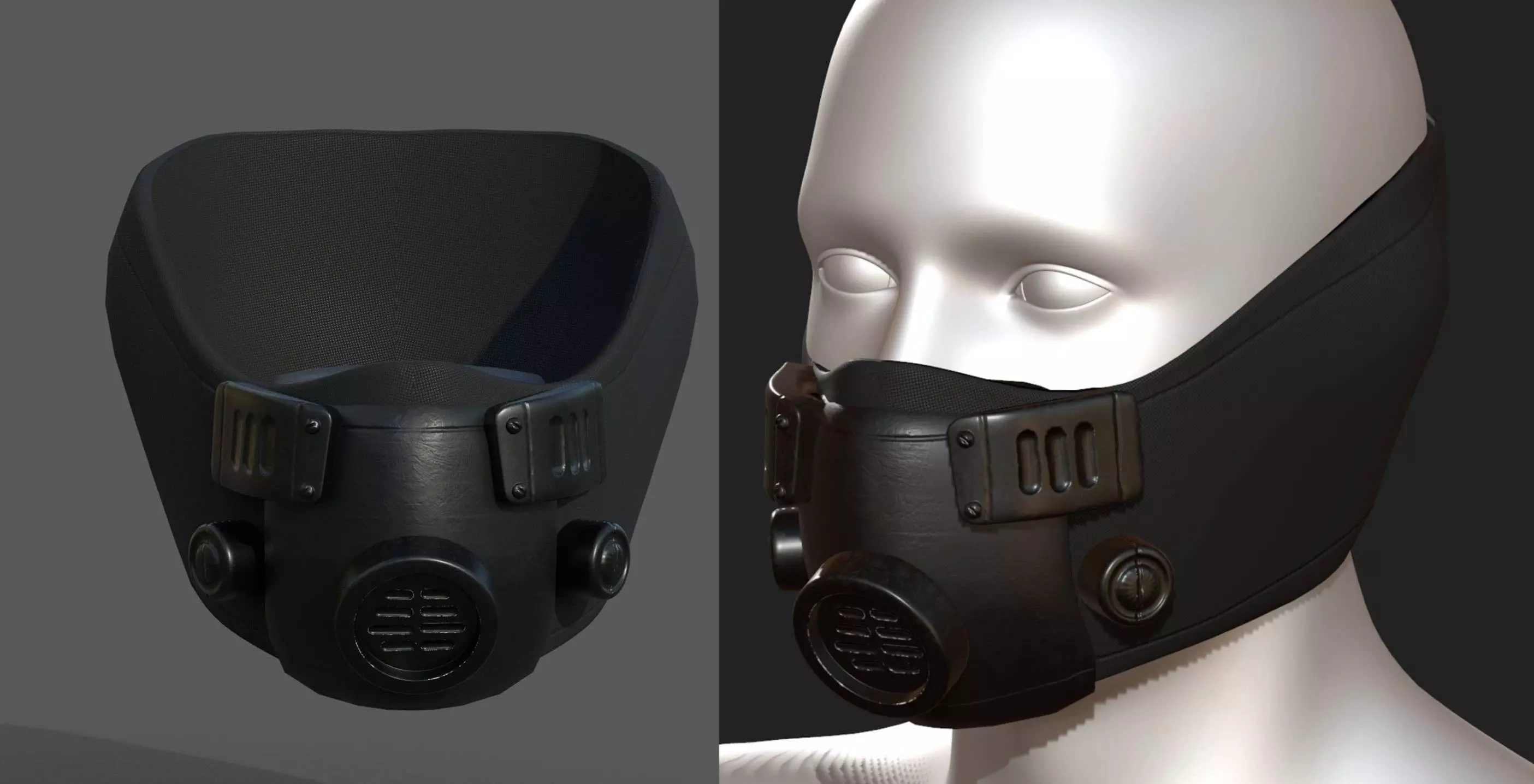 Gas masm respirator scifi futuristic Black Low-poly 3D model_0