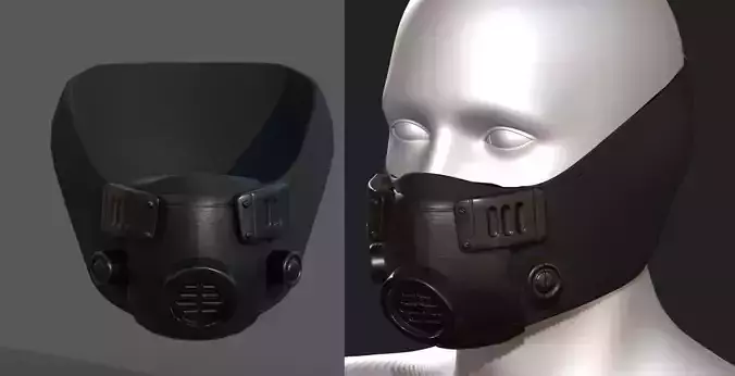 Gas masm respirator scifi futuristic Black Low-poly 3D model Gas masm respirator scifi futuristic Black Low-poly 3D model