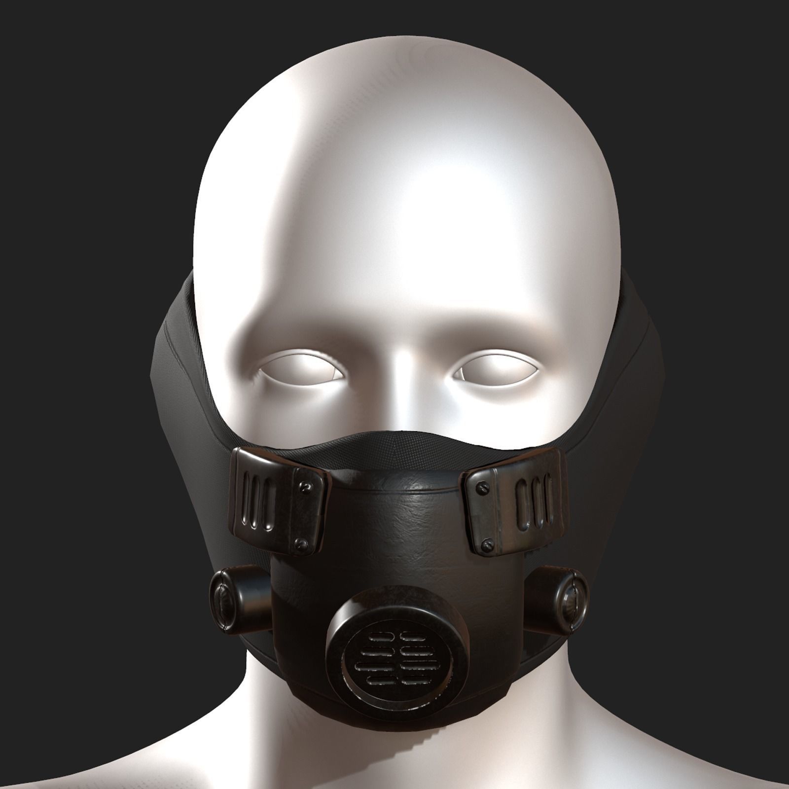 Gas masm respirator scifi futuristic Black Low-poly 3D model_3
