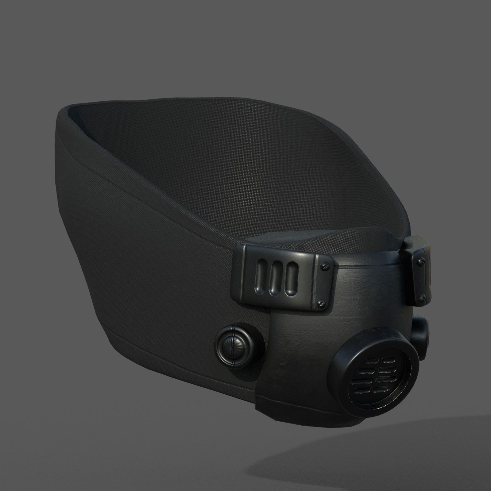 Gas masm respirator scifi futuristic Black Low-poly 3D model_4