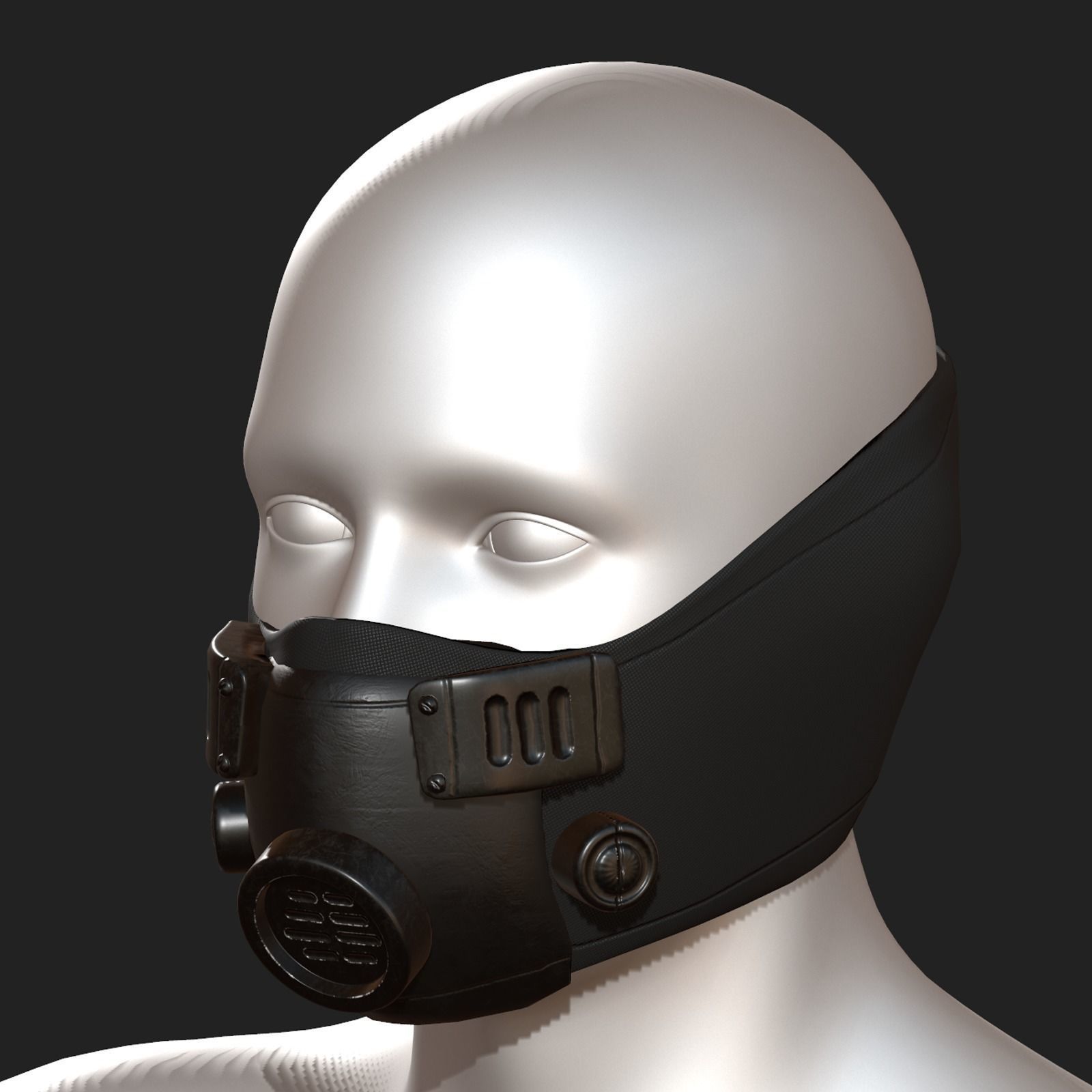 Gas masm respirator scifi futuristic Black Low-poly 3D model_1