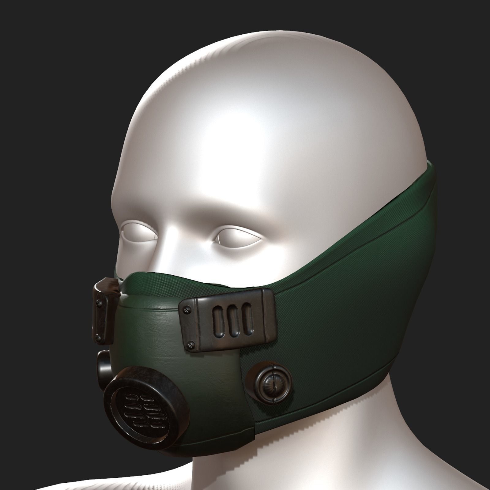 Gas mask respirator scifi futuristic 3d model  Low-poly 3D model_4