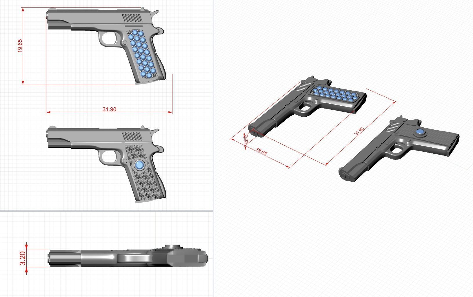 Gun Colt Pendant 3D print model_4
