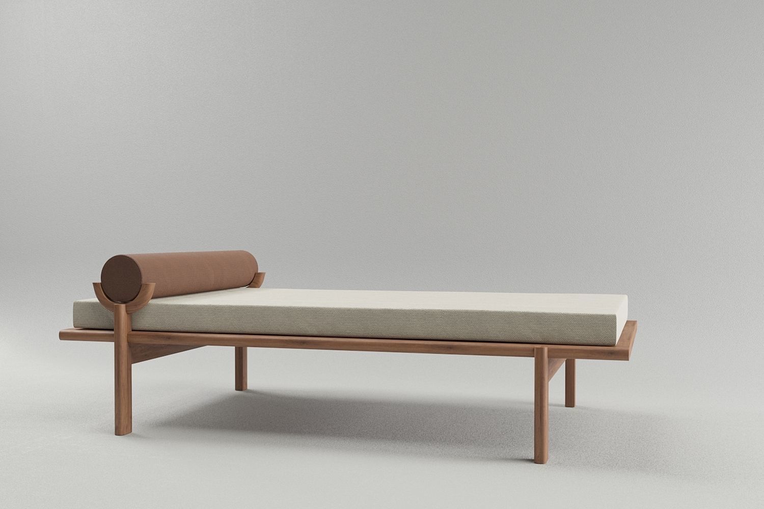 VONNEGUT KRAFT WALNUT CRESCENT LOUNGE BENCH 3D model_1
