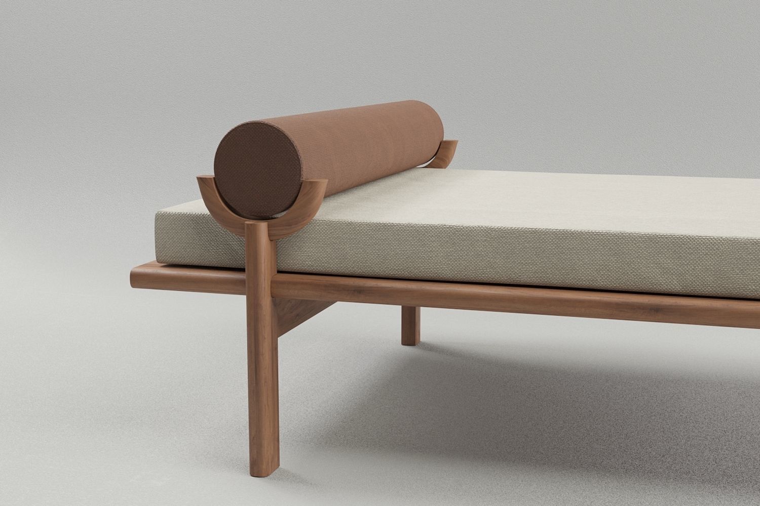 VONNEGUT KRAFT WALNUT CRESCENT LOUNGE BENCH 3D model_2