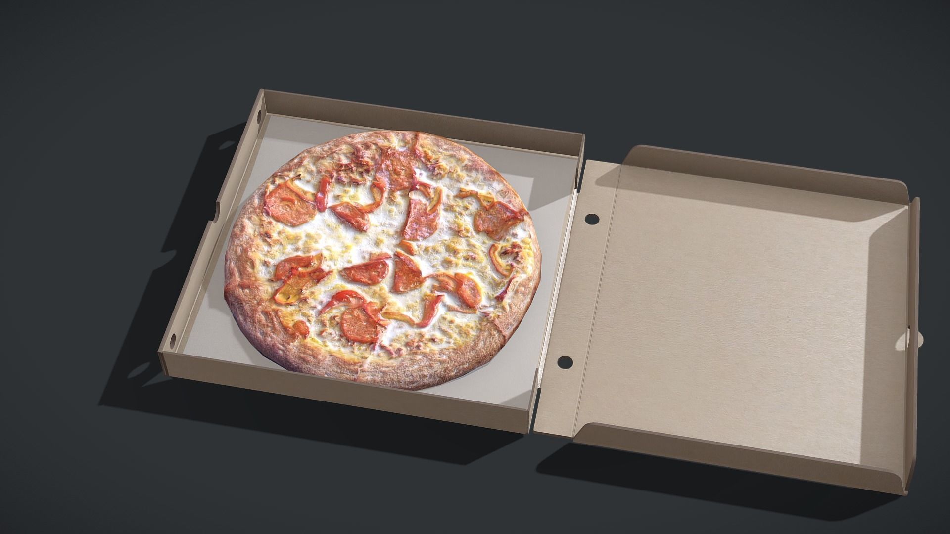 Perfect Pizza Scanned Box PBR GameReady Low-poly 3D model_1