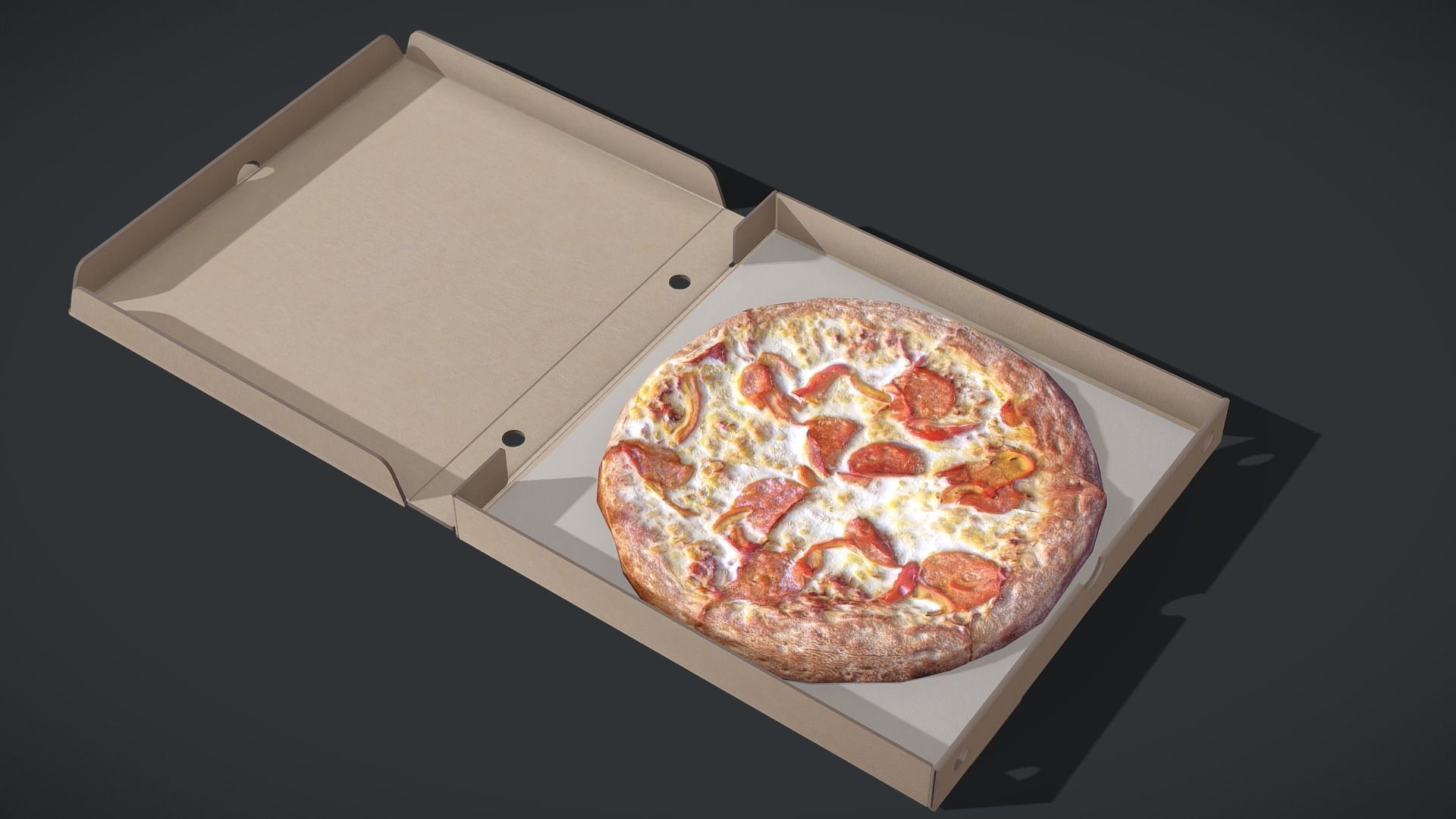 Perfect Pizza Scanned Box PBR GameReady Low-poly 3D model_7