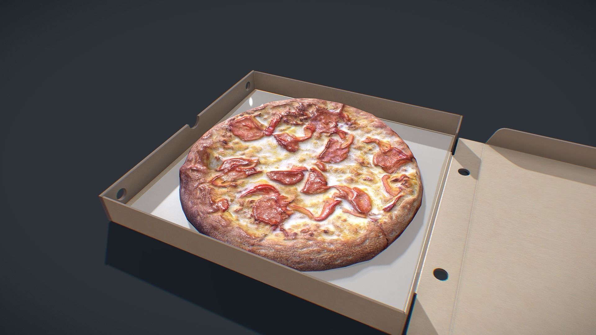 Perfect Pizza Scanned Box PBR GameReady Low-poly 3D model_11