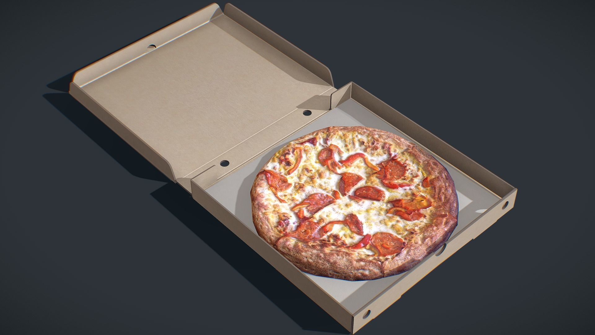 Perfect Pizza Scanned Box PBR GameReady Low-poly 3D model_15