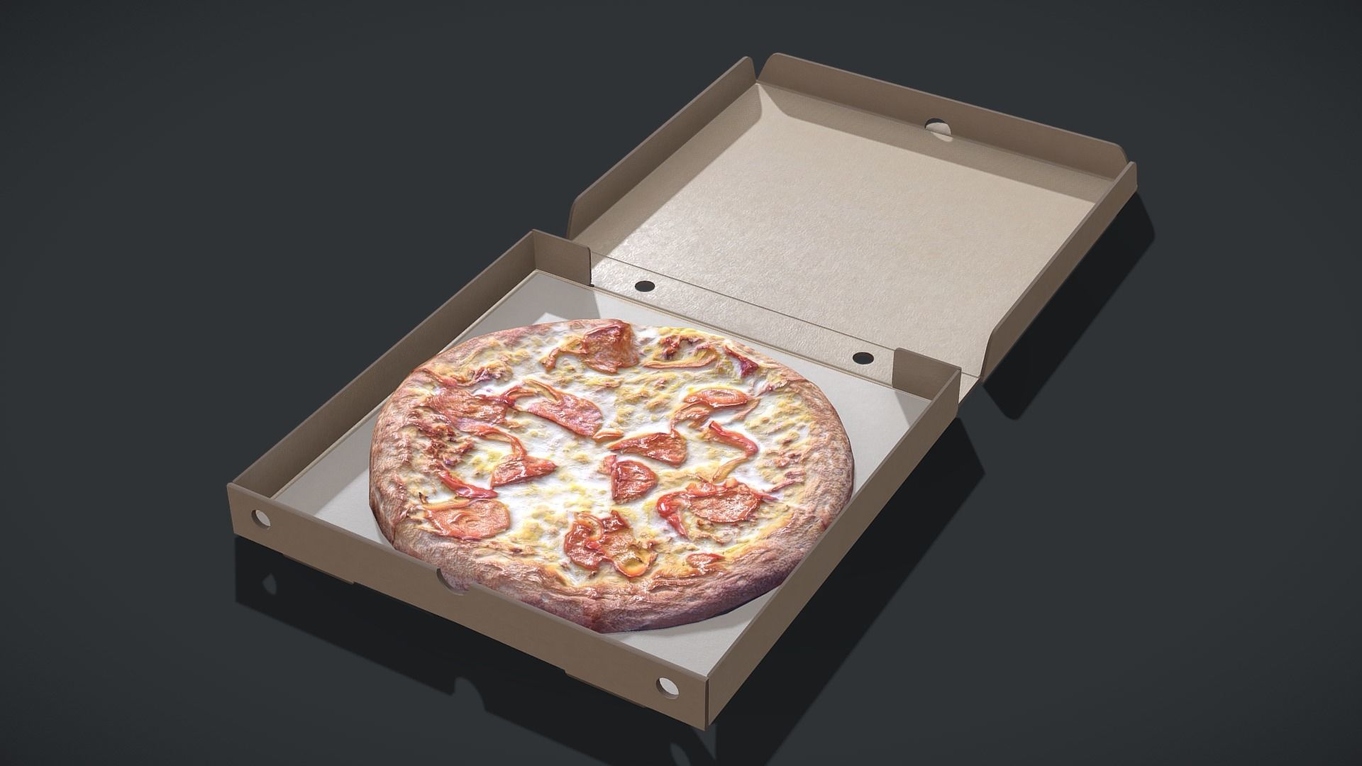 Perfect Pizza Scanned Box PBR GameReady Low-poly 3D model_6