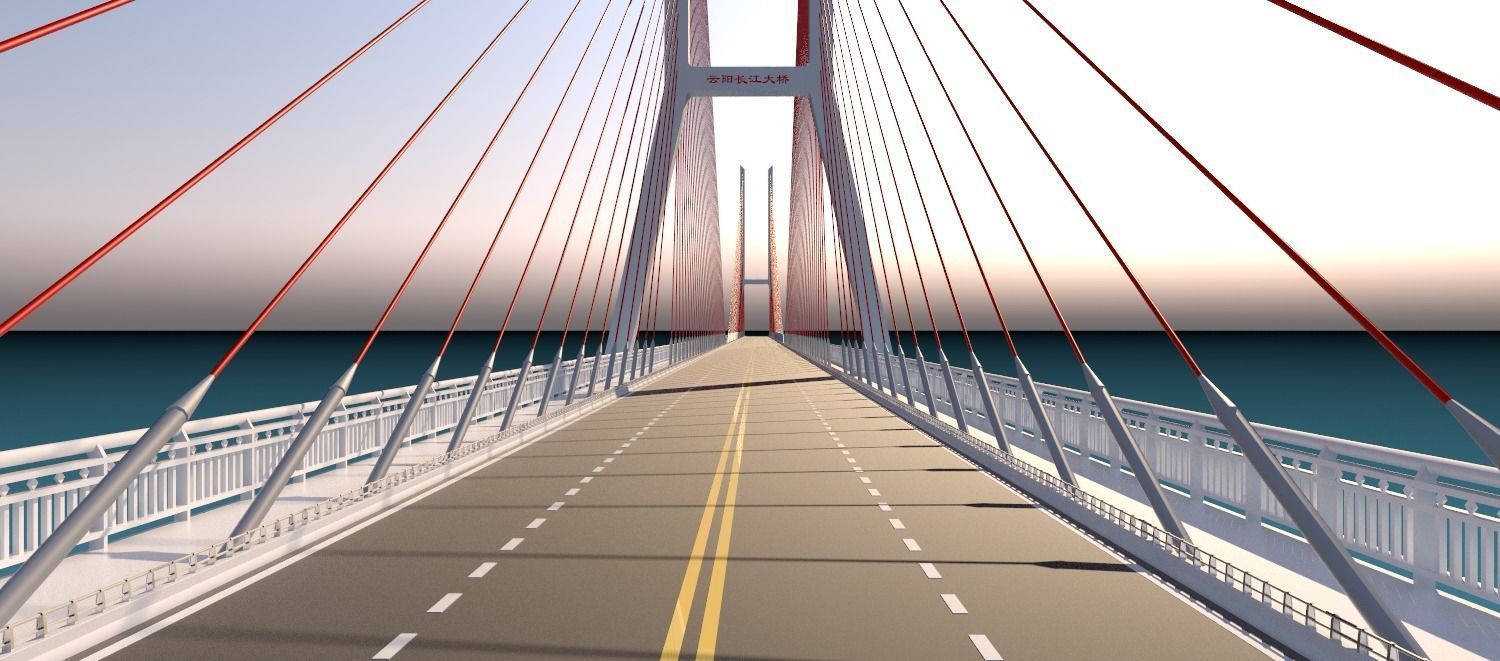 Yunyang  Yangtze zi River Bridge Chongqing China 3D model_3