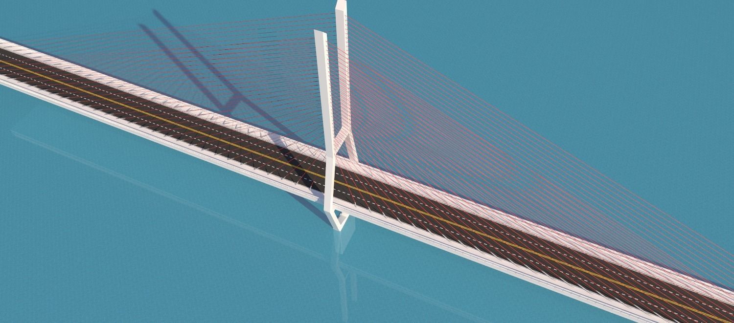 Yunyang  Yangtze zi River Bridge Chongqing China 3D model_2