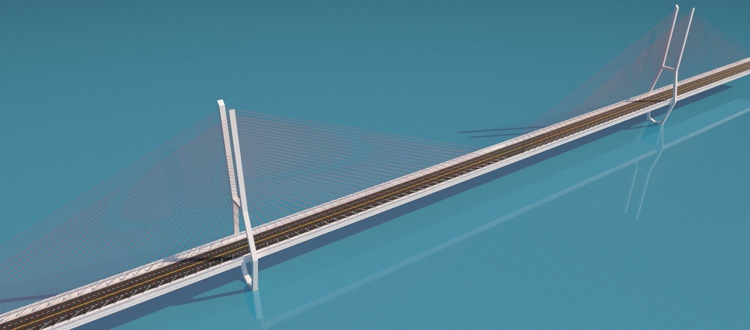 Yunyang  Yangtze zi River Bridge Chongqing China 3D model_1