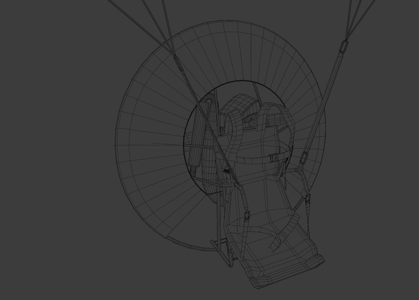 Paramotor 3D model parachute flying in sky Low-poly 3D model_6