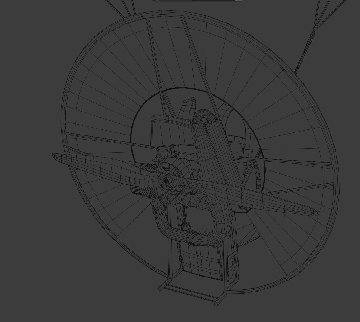 Paramotor 3D model parachute flying in sky Low-poly 3D model_7