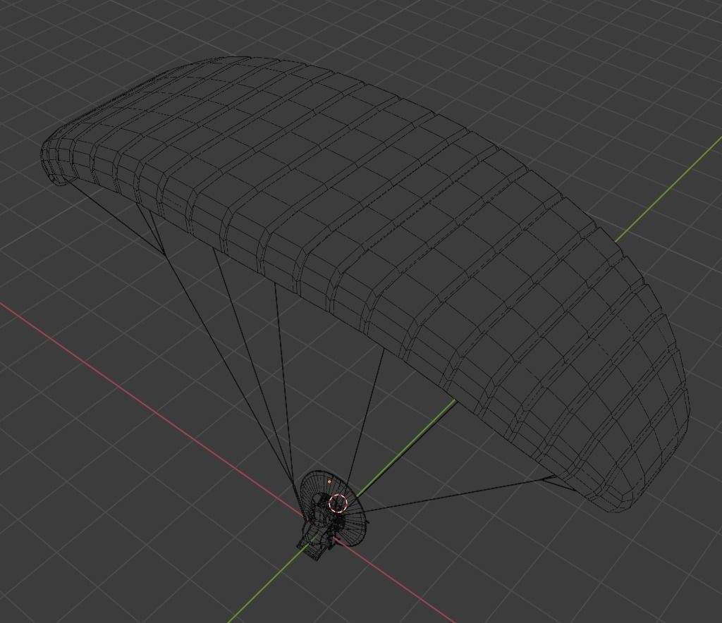 Paramotor 3D model parachute flying in sky Low-poly 3D model_5