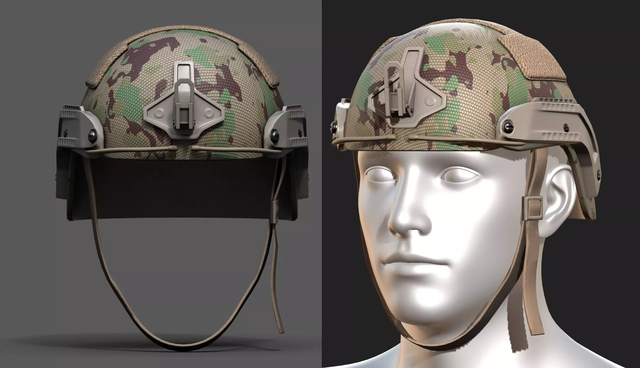 Helmet military combat Low-poly 3D model_0