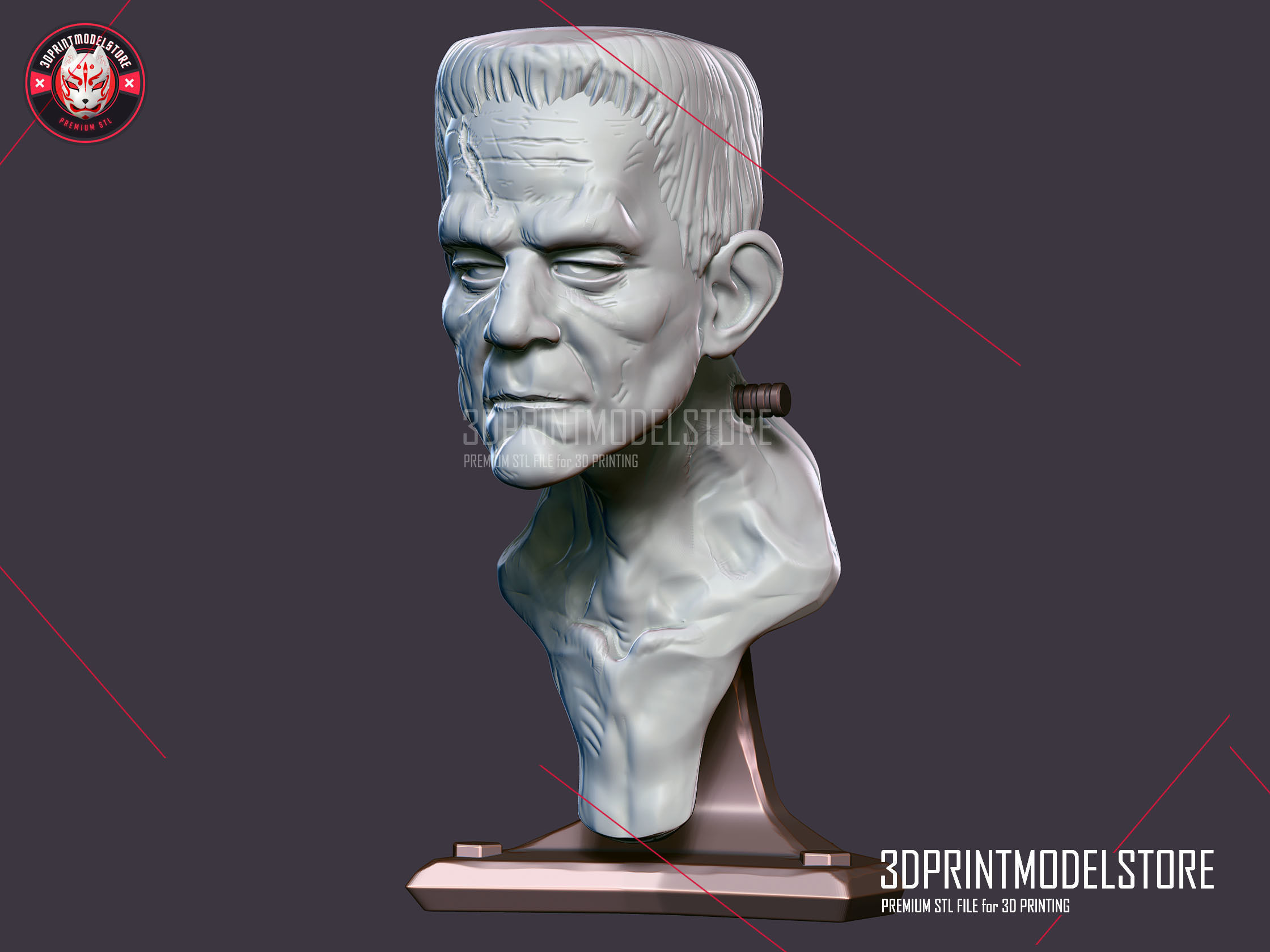 Frankenstein Monster Sculpture Bust STL File Miniature Toy 3D print model_1