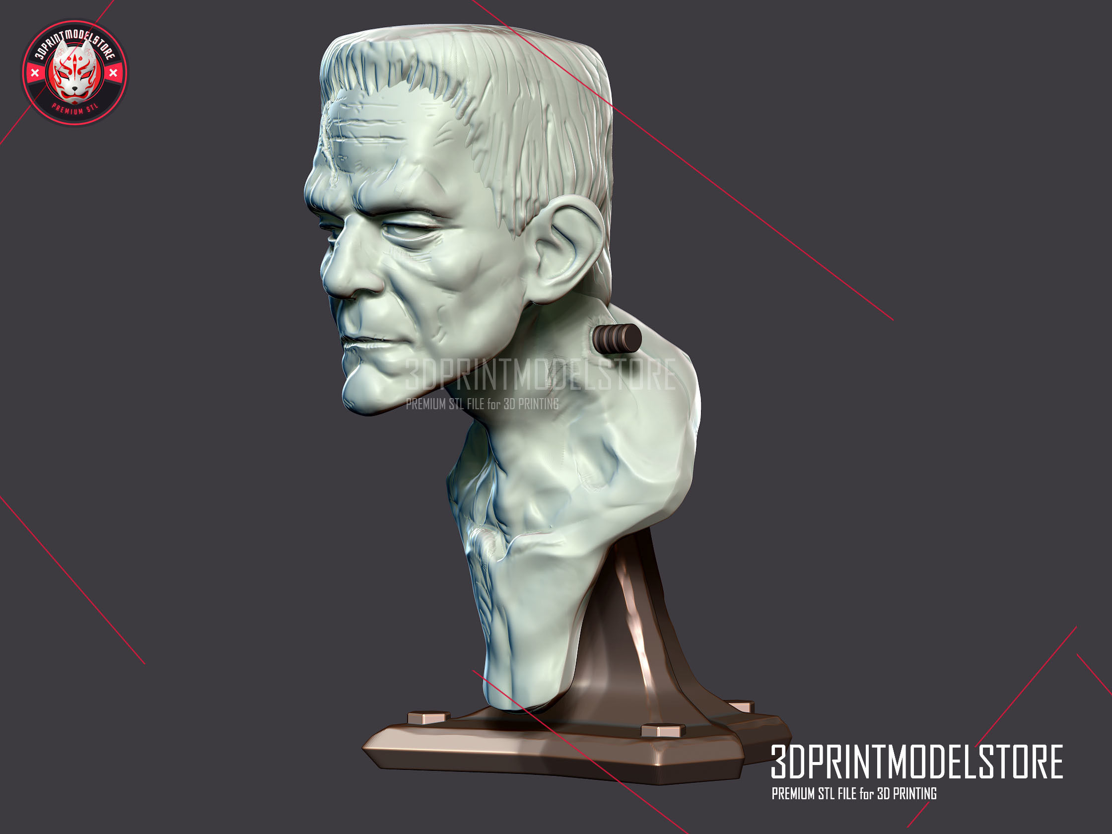 Frankenstein Monster Sculpture Bust STL File Miniature Toy 3D print model_2