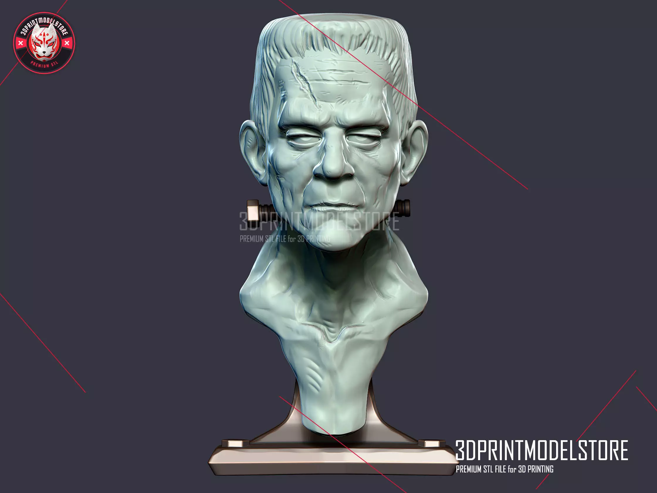 Frankenstein Monster Sculpture Bust STL File Miniature Toy 3D print model_0