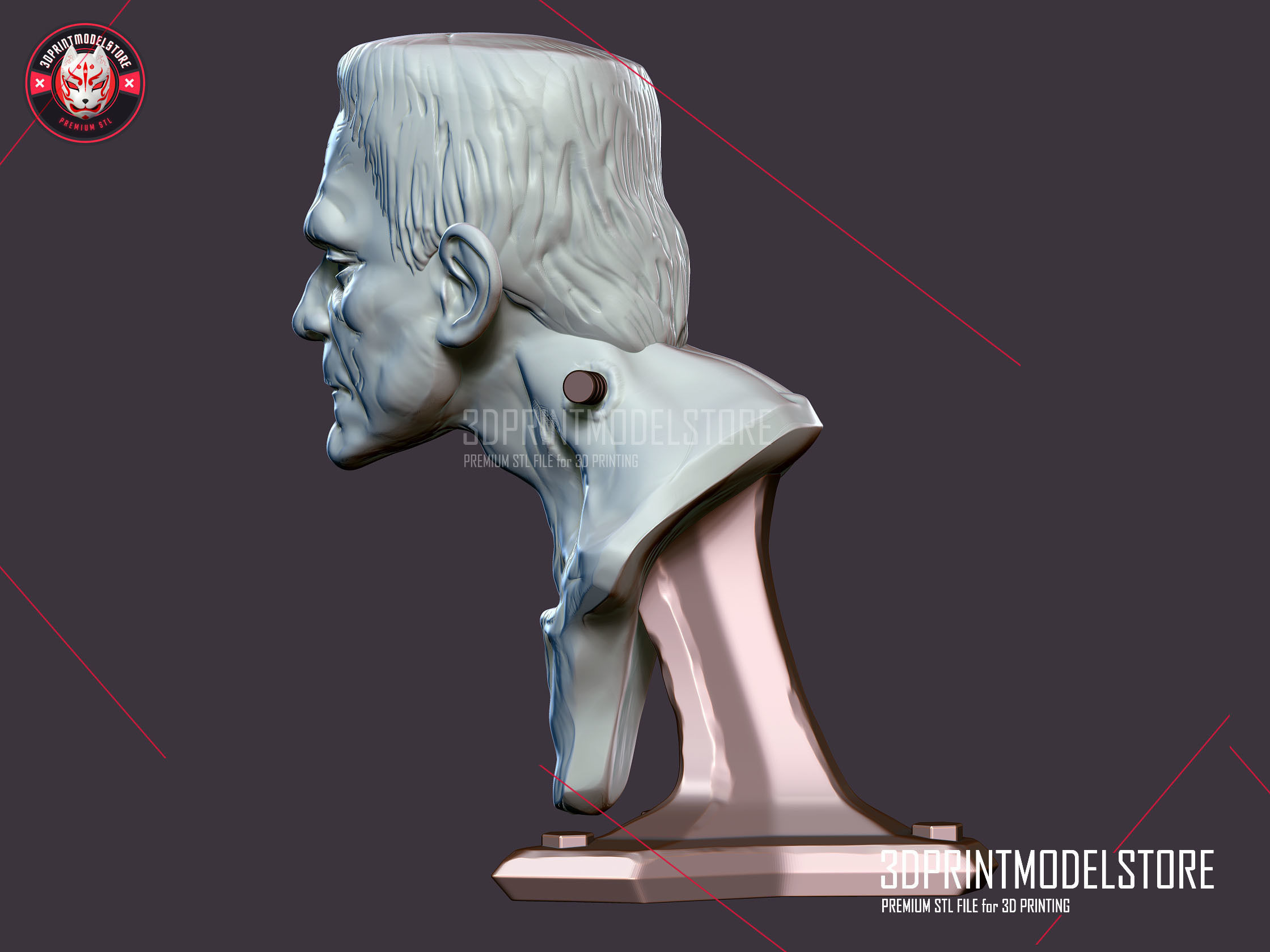 Frankenstein Monster Sculpture Bust STL File Miniature Toy 3D print model_3