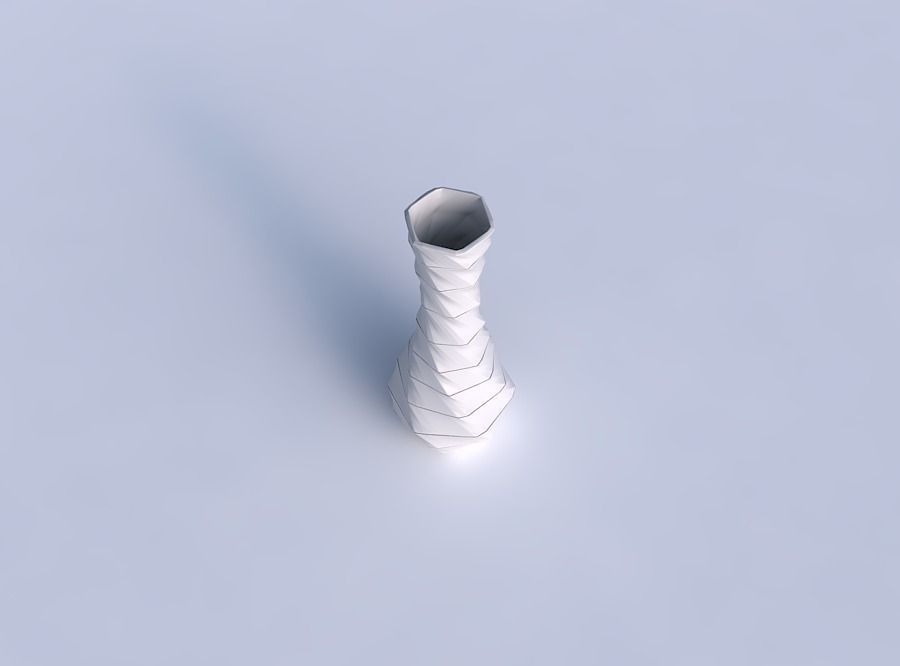 Vase twisted larger opening hexagon with horizontal dents and... 3D print model_1