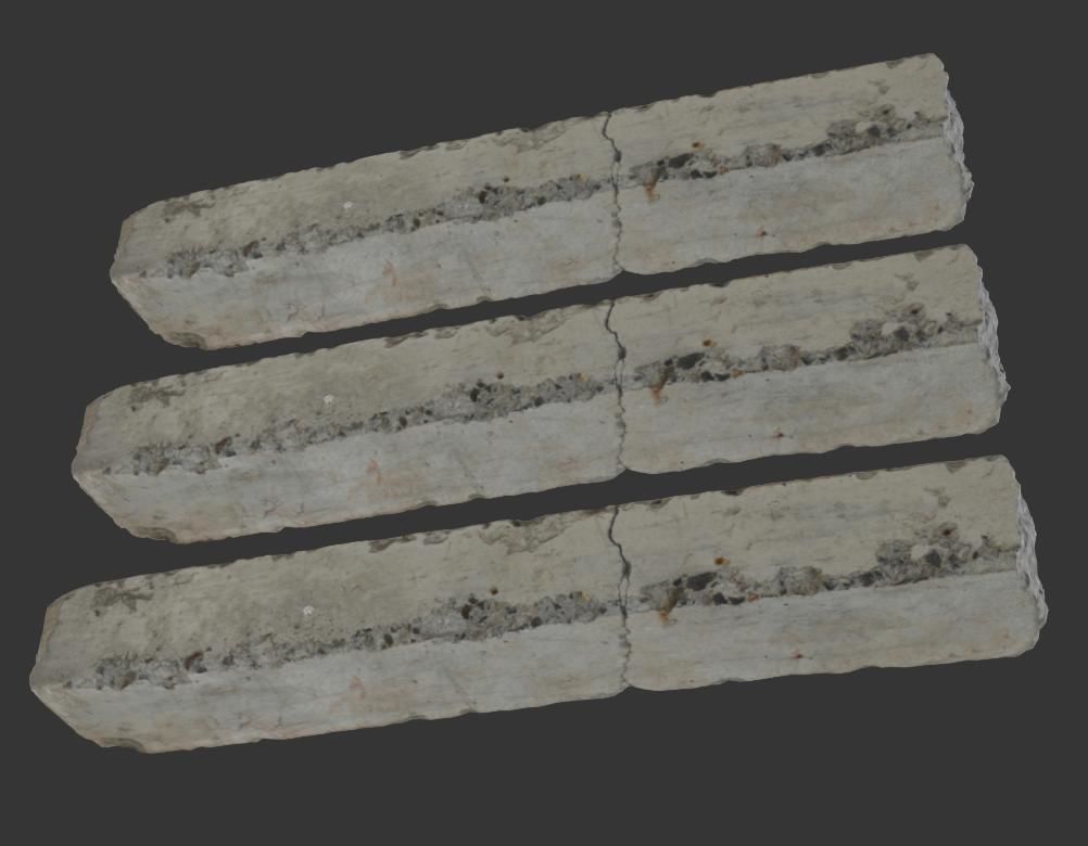 Concrete block Low-poly 3D model_6