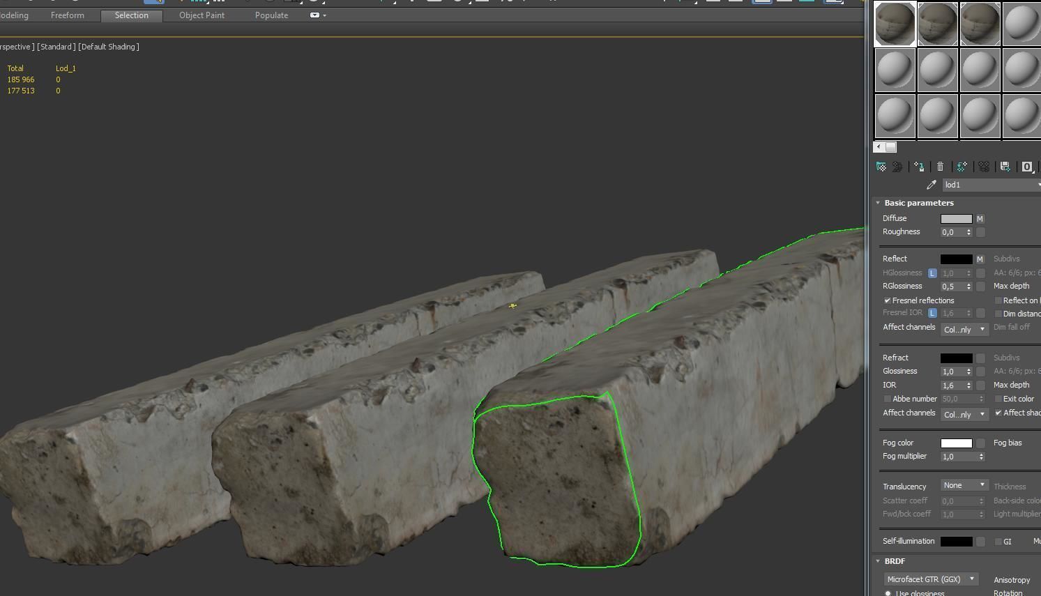 Concrete block Low-poly 3D model_9