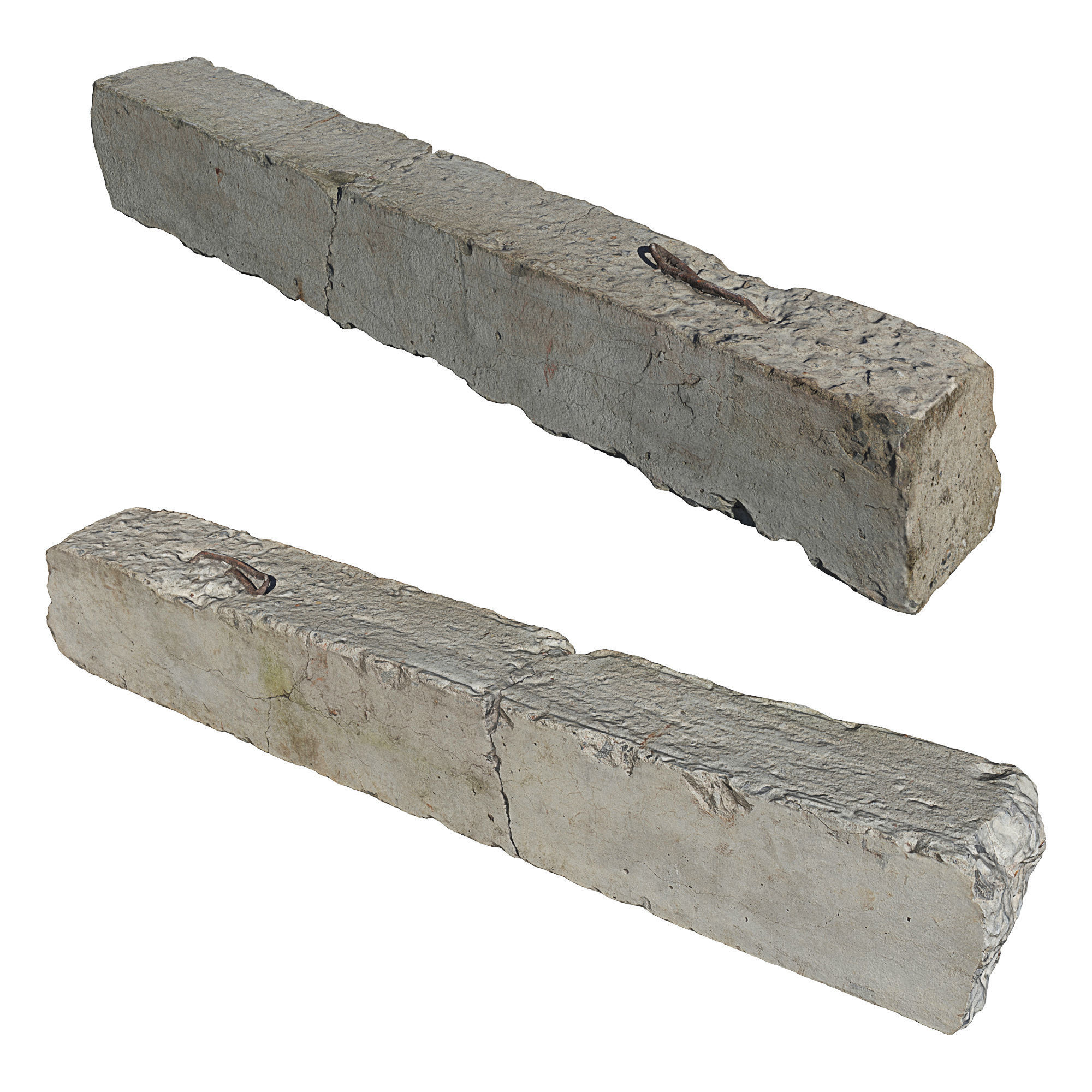 Concrete block Low-poly 3D model_2