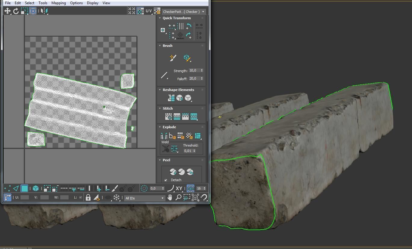 Concrete block Low-poly 3D model_8