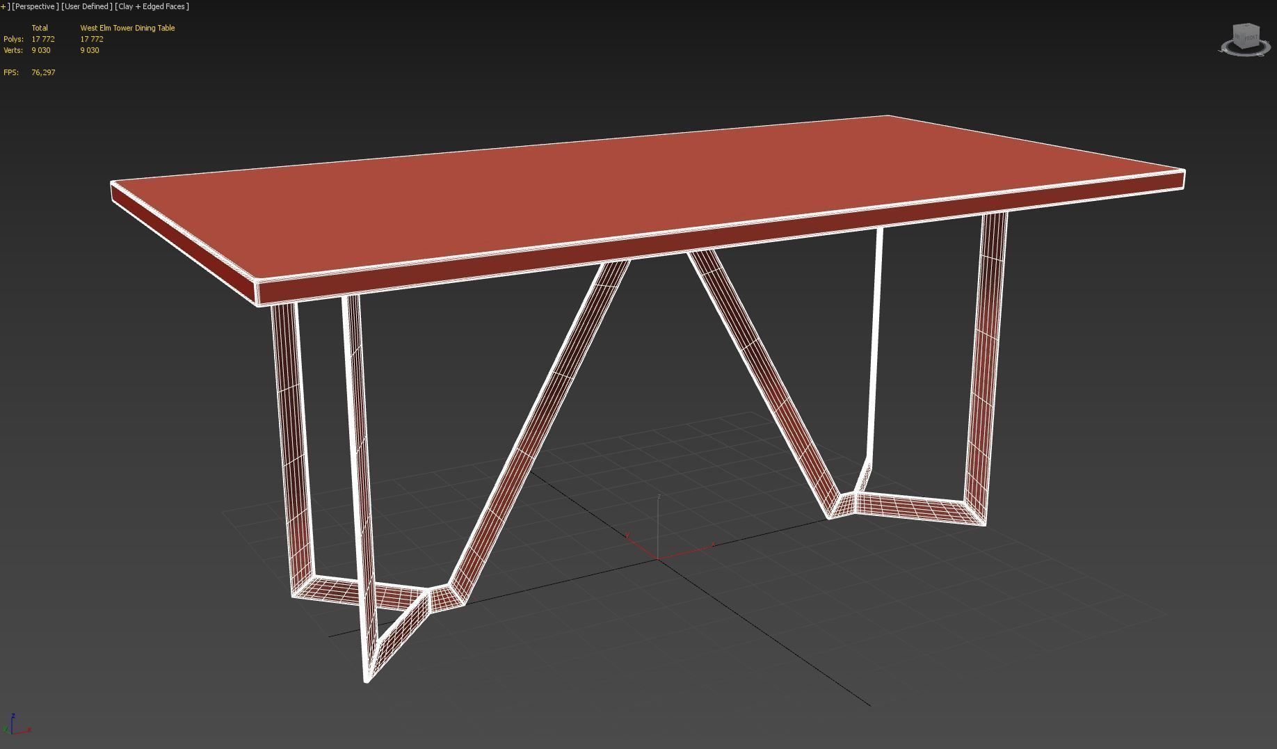West Elm Tower Dining Table 3D model_16