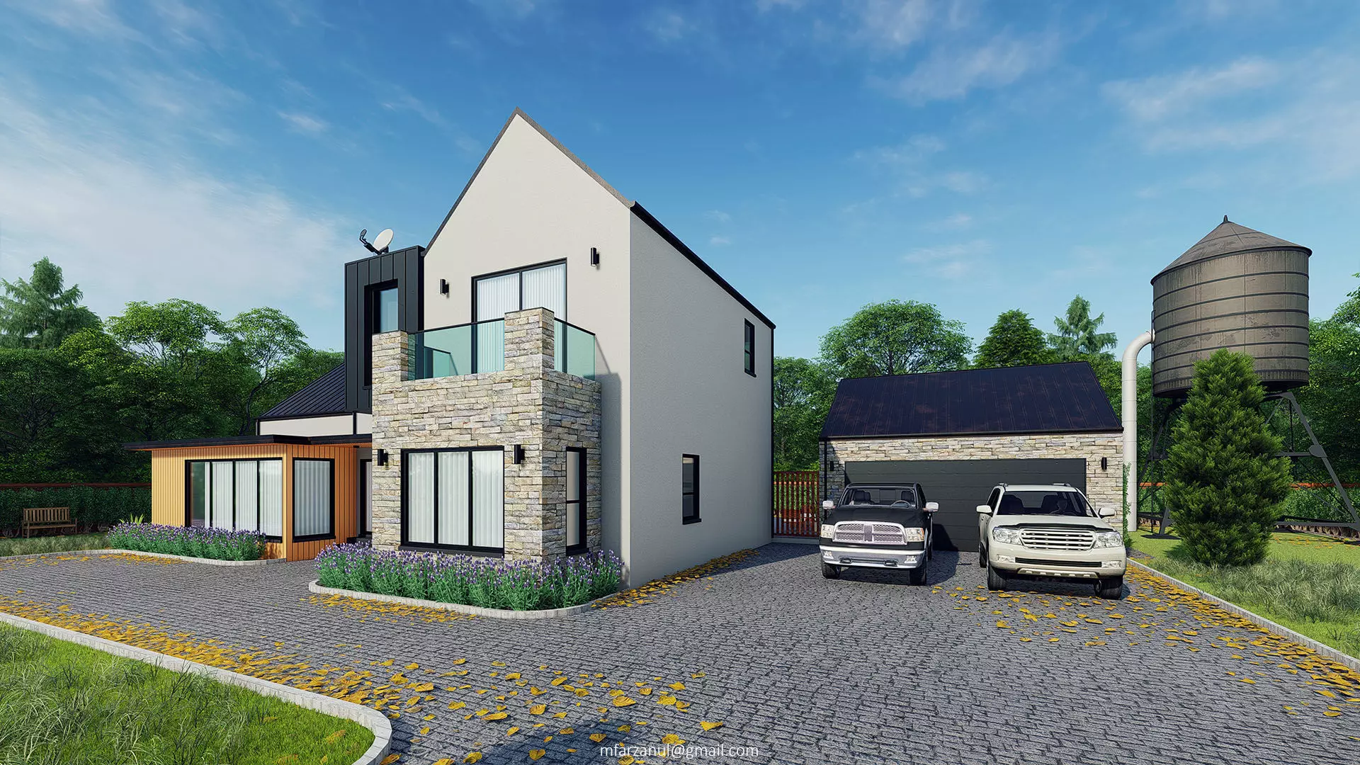 Modern Barn House 1 Lumion 8 Scene 3D model_0