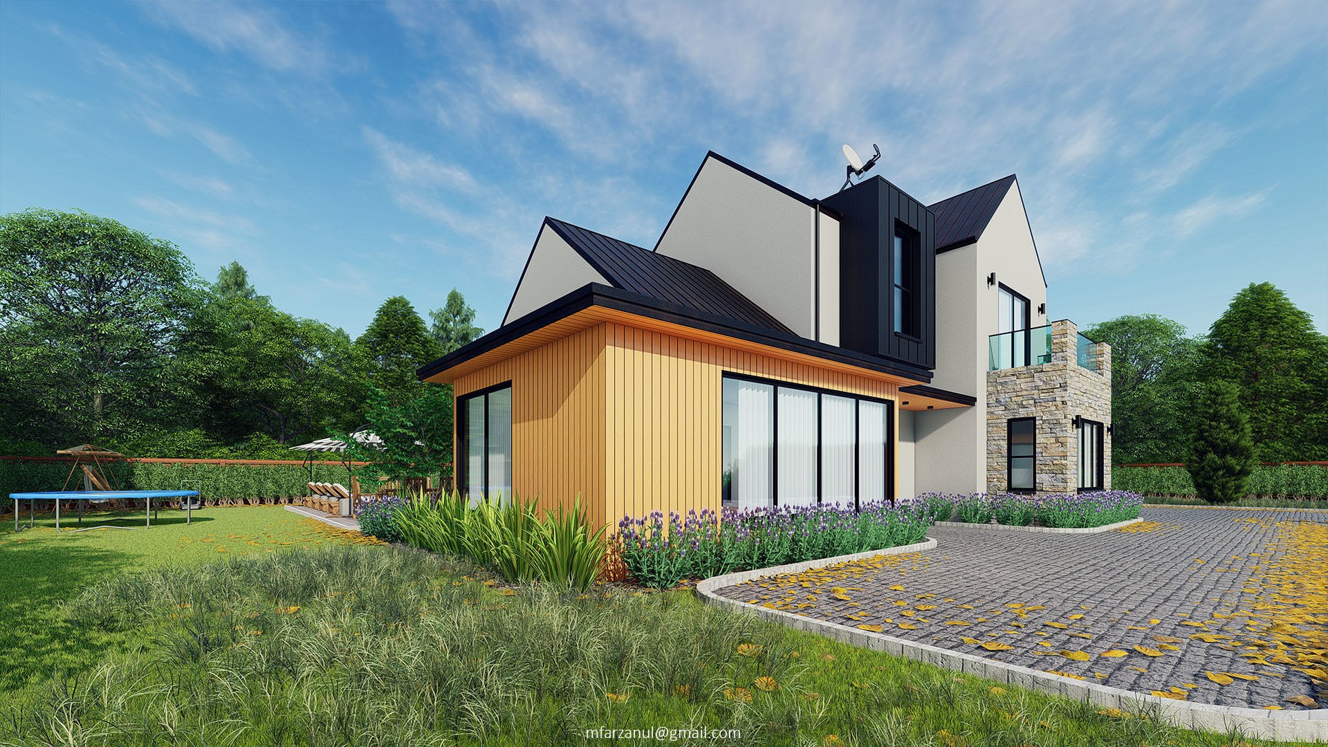 Modern Barn House 1 Lumion 8 Scene 3D model_3