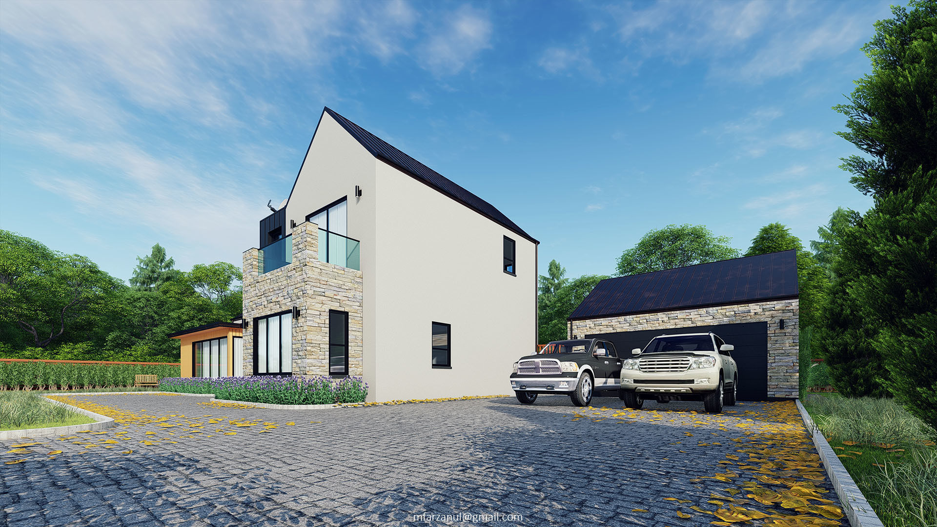 Modern Barn House 1 Lumion 8 Scene 3D model_2