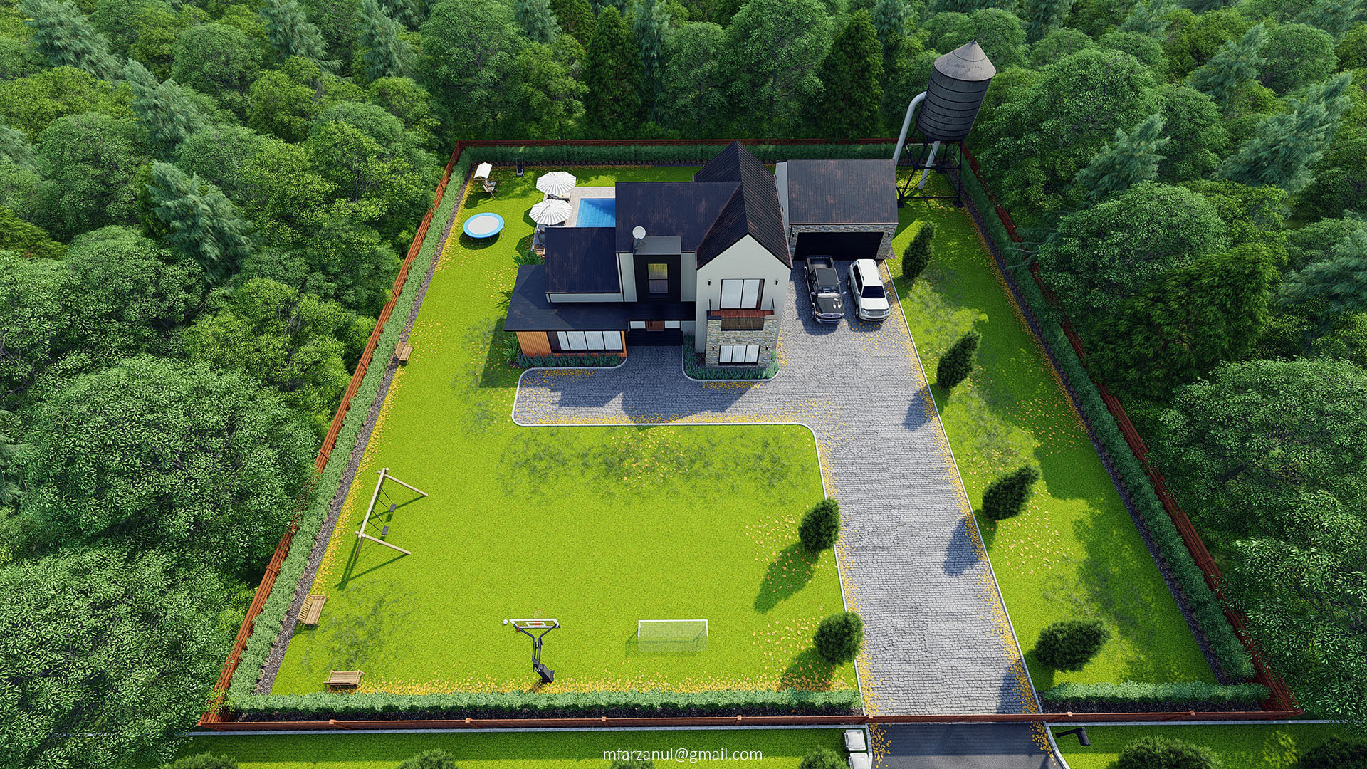 Modern Barn House 1 Lumion 8 Scene 3D model_18