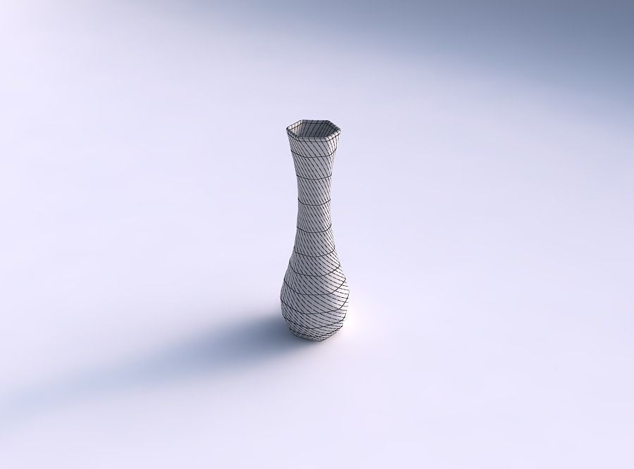 Vase twisted larger opening hexagon with relaxed large twists 3D print model_5